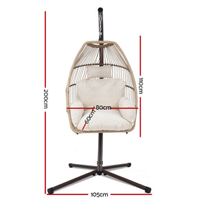 Gardeon Outdoor Furniture Egg Hanging Swing Chair Stand Wicker Rattan Hammock