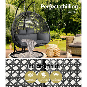 Gardeon Outdoor Double Hanging Swing Chair - Black