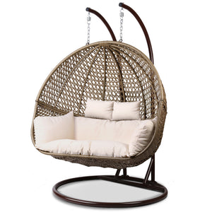 Gardeon Outdoor Double Hanging Swing Chair - Brown