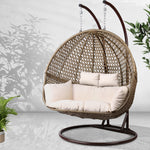 Gardeon Outdoor Double Hanging Swing Chair - Brown