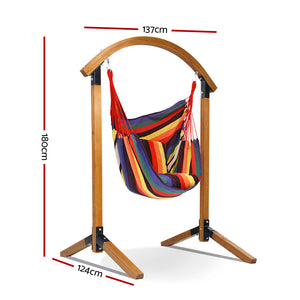 Gardeon Outdoor Swing Chair Timber Hammock Pillow Patio Wooden Bench Furniture