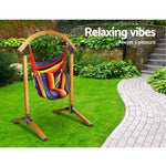 Gardeon Outdoor Swing Chair Timber Hammock Pillow Patio Wooden Bench Furniture