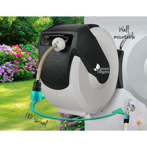 Greenfingers Retractable Hose Reel 30M Garden Water Spray Gun Auto Rewind