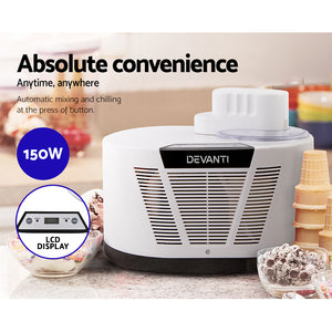 Devanti Ice Cream Maker with Built in Compressor