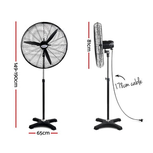 Devanti Adjustable Industrial Standing Fan - Black