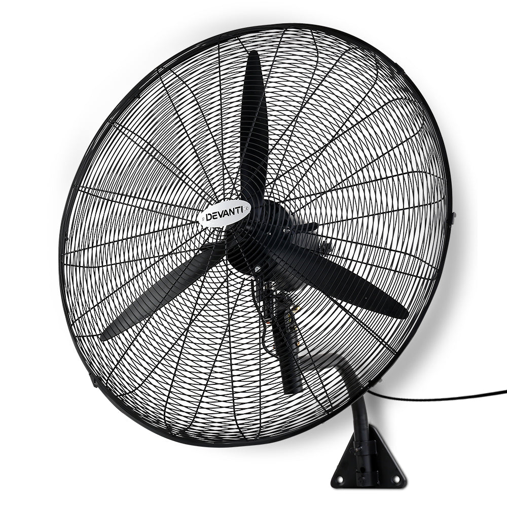 Devanti Industrial Wall Mounted Fan – Black