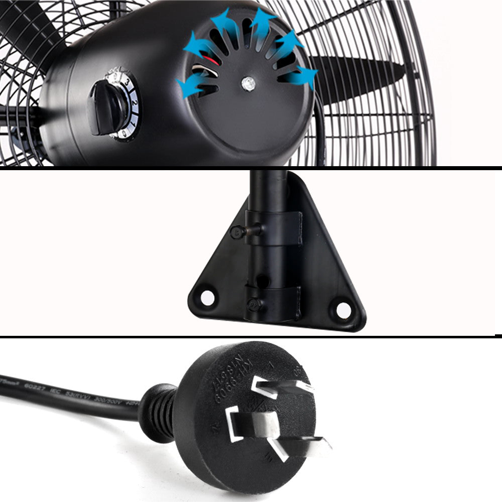 Devanti Industrial Wall Mounted Fan – Black