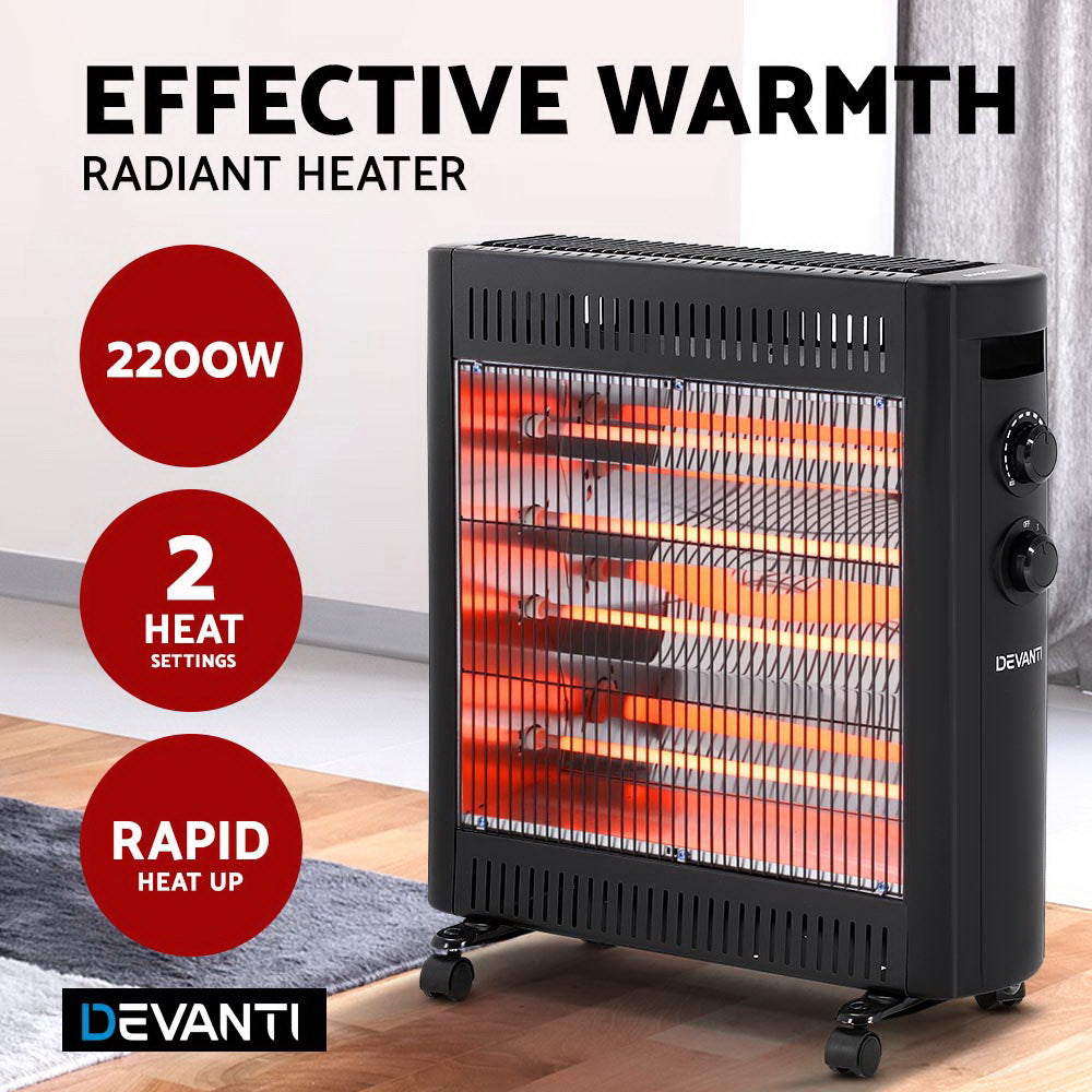 Devanti 2200W Infrared Radiant Heater Portable Electric Convection Heating Panel