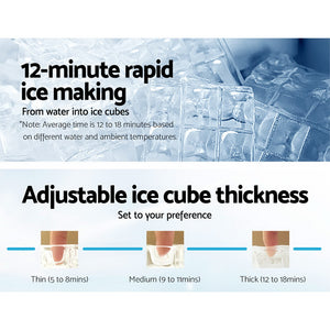 Devanti Commercial 10KG Ice Maker - Stainless Steel