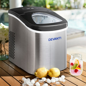 Devanti 2.4L Stainless Steel Portable Ice Cube Maker