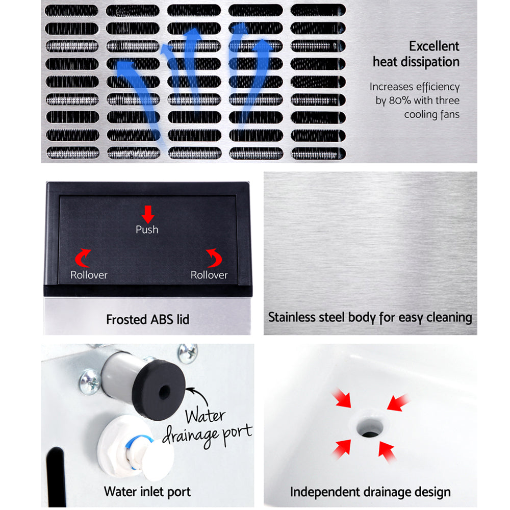 Devanti Stainless Steel Commercial Ice Cube Maker