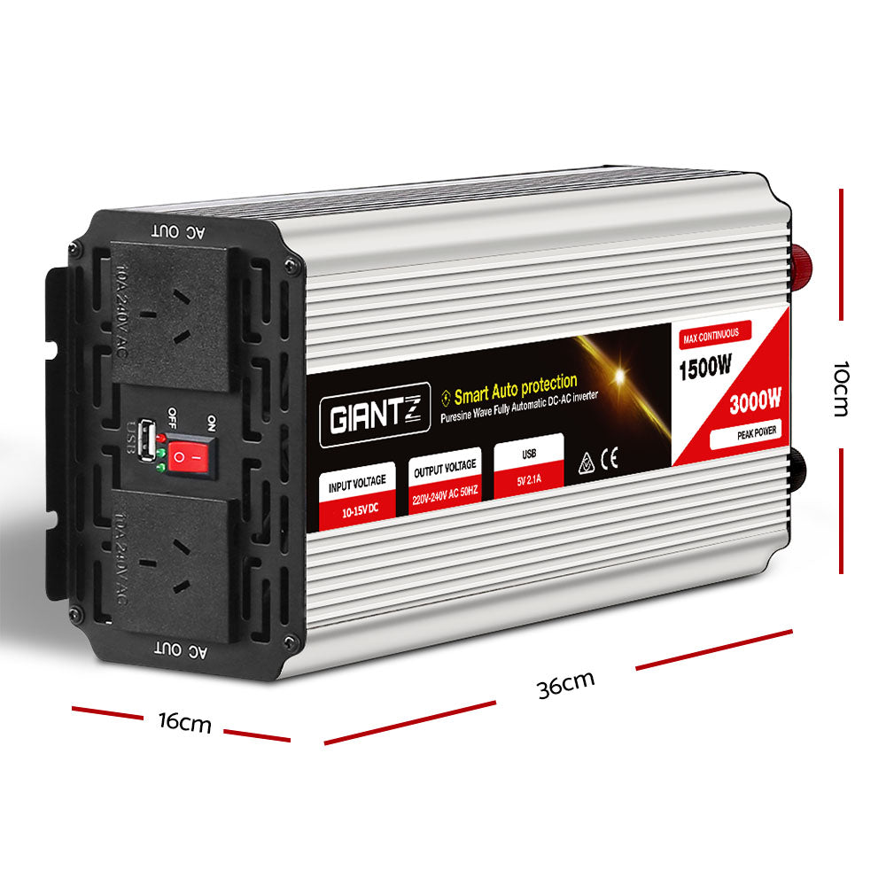 Giantz 1500W Puresine Wave DC-AC Power Inverter 