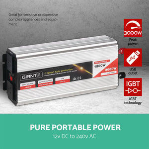 Giantz 1500W Puresine Wave DC-AC Power Inverter 