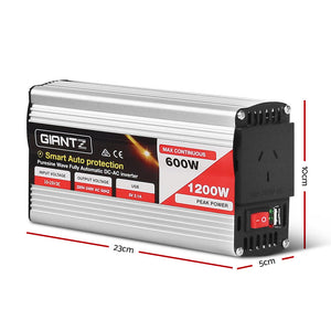 Giantz 600W Puresine Wave DC-AC Power Inverter 