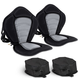 2 X Premium Adjustable Padded Kayak Seat Detachable Back Bag Canoe Backrest