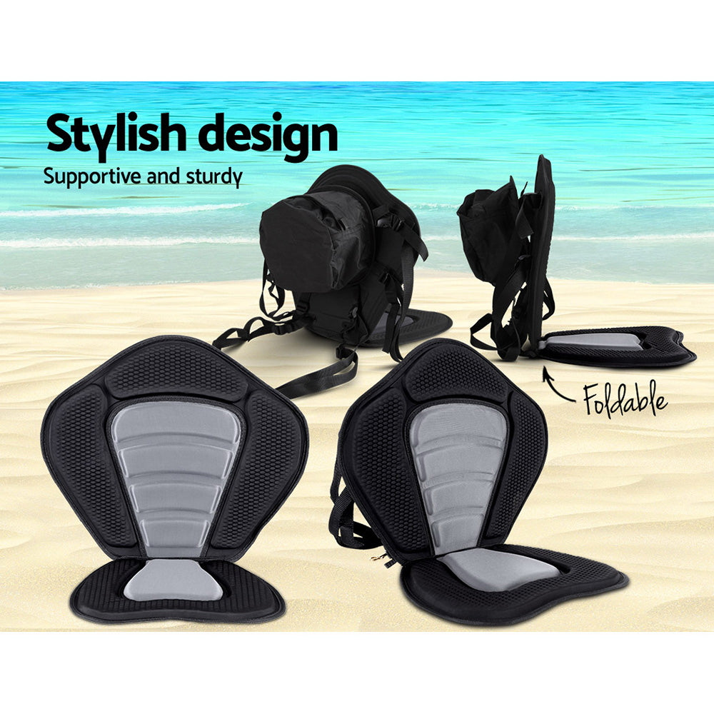 2 X Premium Adjustable Padded Kayak Seat Detachable Back Bag Canoe Backrest