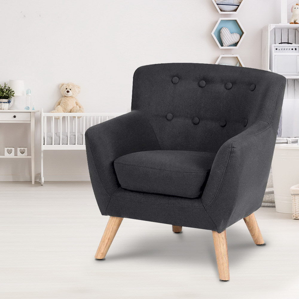 Artiss Kids Fabric Accent Armchair - Black