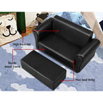 Artiss Kids Sofa Armchair Footstool Set Children Lounge Chair Couch Double Black