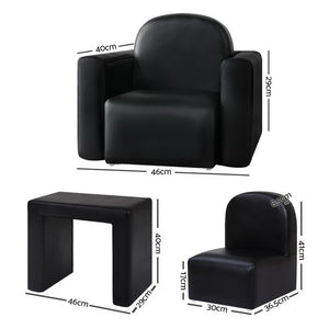 Artiss Kids Covertible Armchair - Black