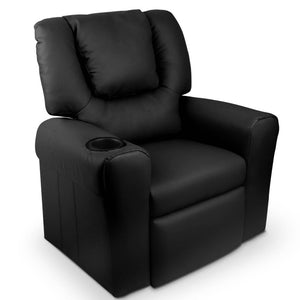 Artiss Kids PU Leather Reclining Armchair - Black