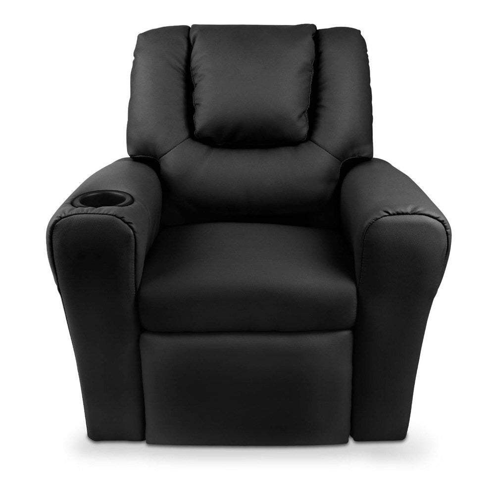 Artiss Kids PU Leather Reclining Armchair - Black