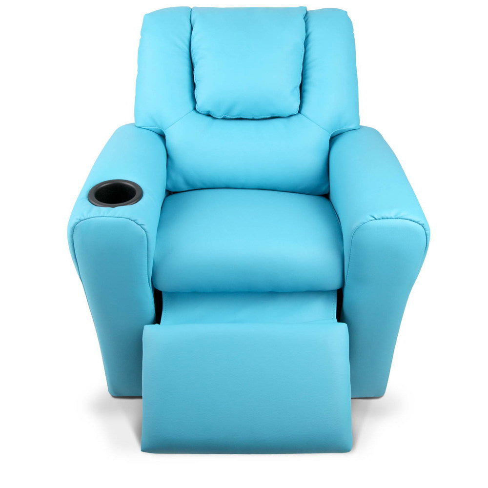 Artiss Kids PU Leather Reclining Armchair - Blue