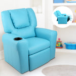 Artiss Kids PU Leather Reclining Armchair - Blue