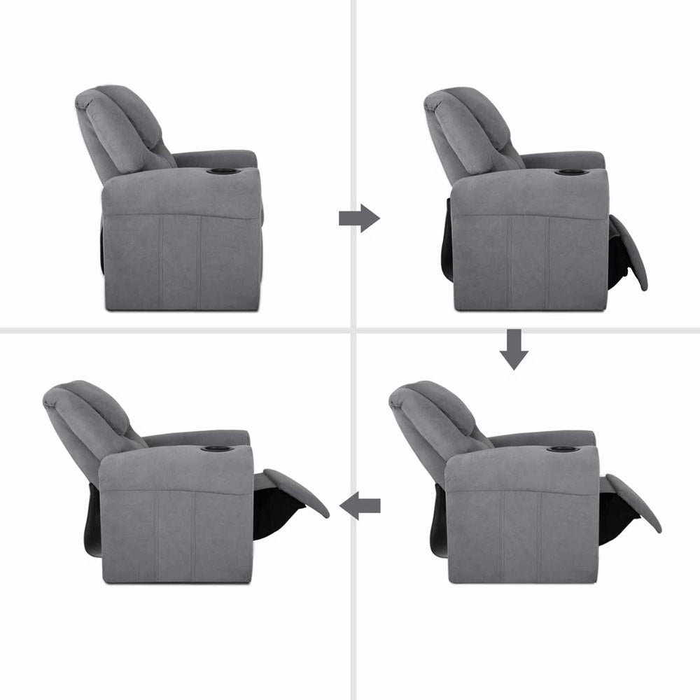 Artiss Kids Fabric Reclining Armchair - Grey