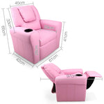 Artiss Kids PU Leather Reclining Armchair - Pink