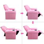 Artiss Kids PU Leather Reclining Armchair - Pink