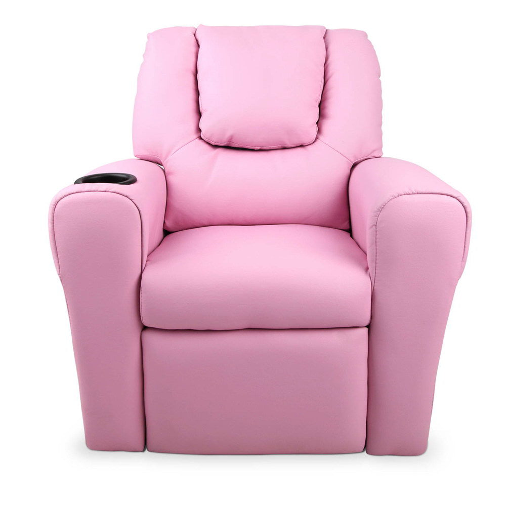 Artiss Kids PU Leather Reclining Armchair - Pink