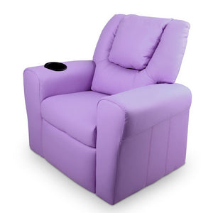 Artiss Kids PU Leather Reclining Armchair - Purple