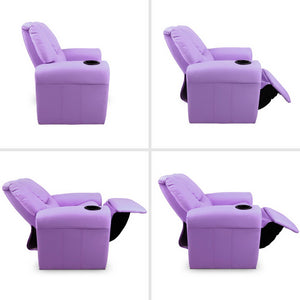 Artiss Kids PU Leather Reclining Armchair - Purple