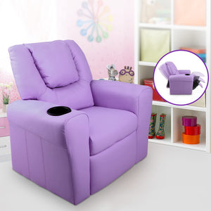 Artiss Kids PU Leather Reclining Armchair - Purple