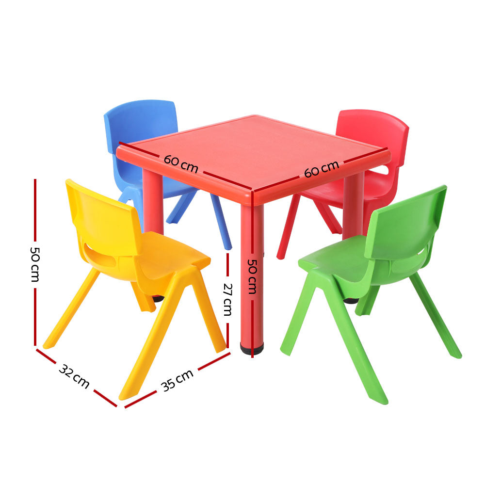 Keezi 5 Piece Kids Table and Chair Set - Red