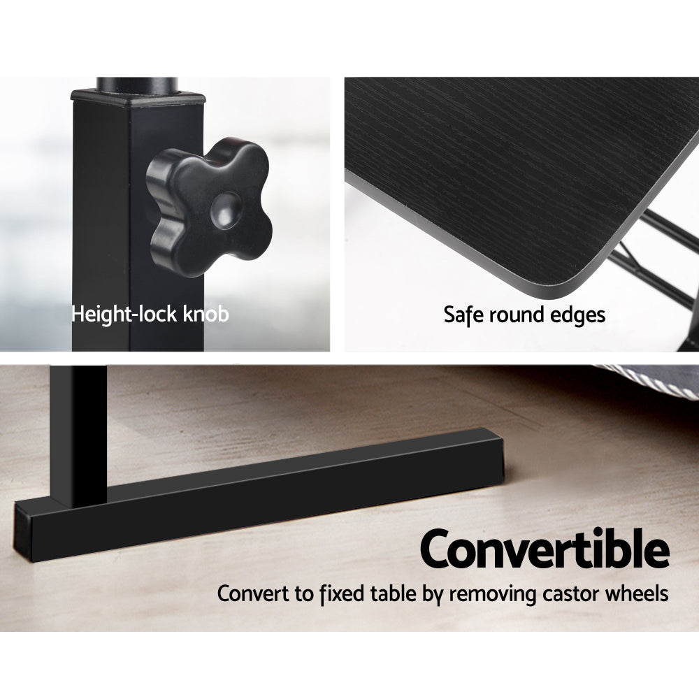 Portable Adjustable Wooden Latpop Stand - Black