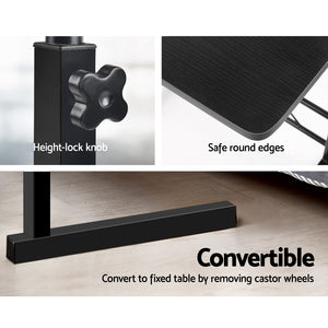 Portable Adjustable Wooden Latpop Stand - Black