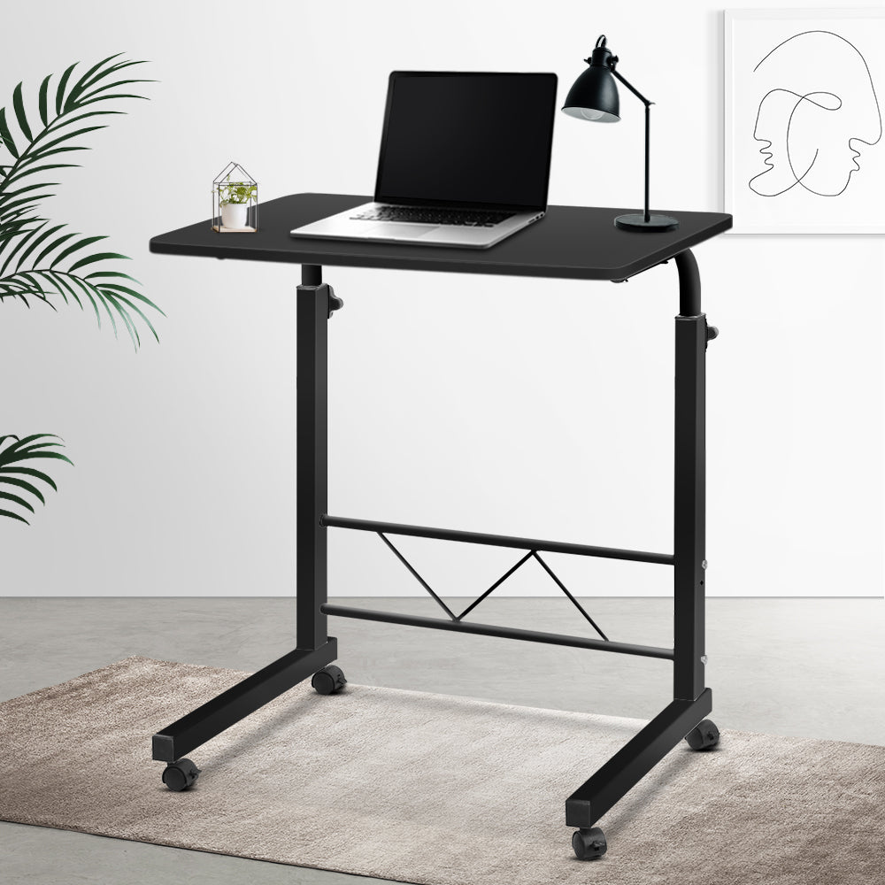 Portable Adjustable Wooden Latpop Stand - Black