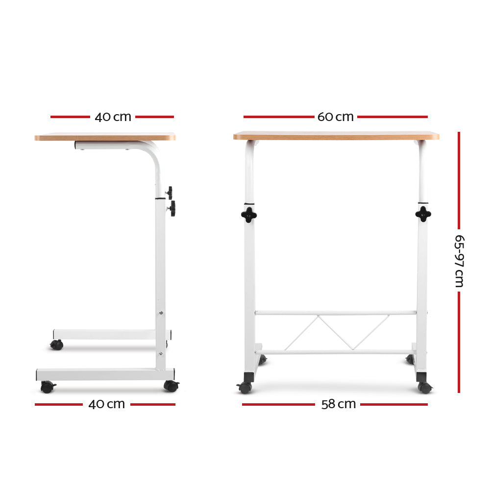 Mobile Twin Laptop Desk - Light Wood