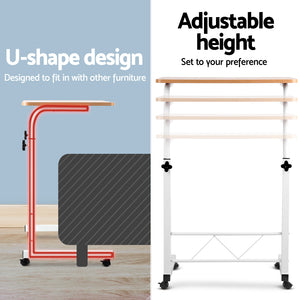 Mobile Twin Laptop Desk - Light Wood
