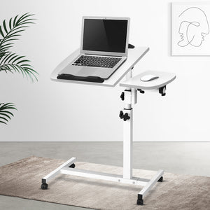 Adjustable Computer Stand with Cooler Fan - White