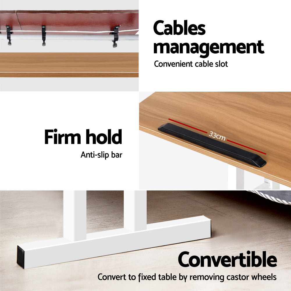 Mobile Twin Laptop Desk - Light Wood