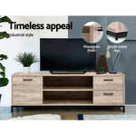 Artiss TV Cabinet Entertainment Unit Stand Industrial Wooden Metal Frame 132cm Oak
