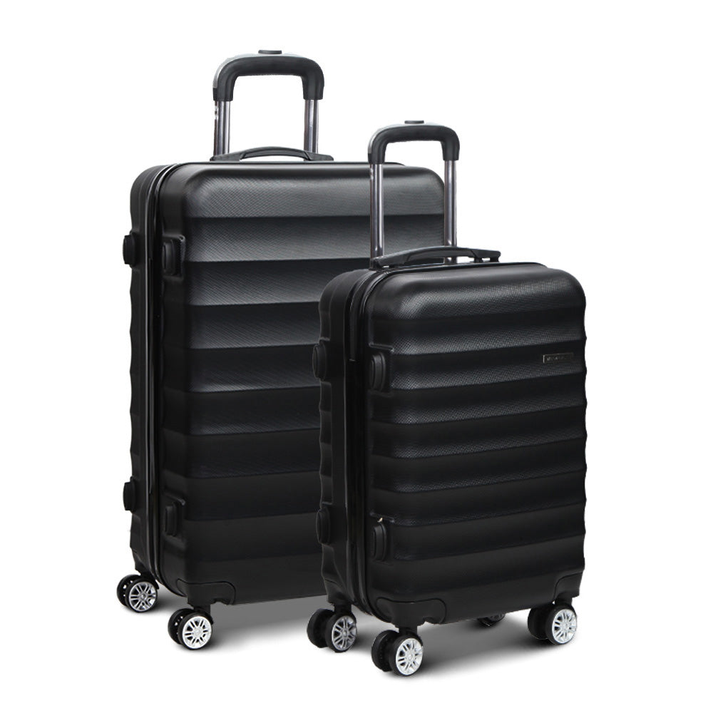 Wanderlite 2 Piece Lightweight Hard Suit Case Luggage Black