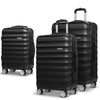 Wanderlite 3 Piece Lightweight Hard Suit Case Luggage Black