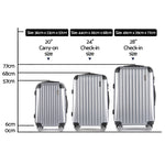 Wanderlite 3 Piece Lightweight Hard Suit Case Luggage Silver