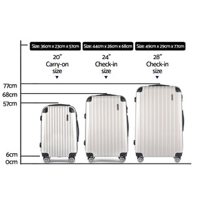 Wanderlite 3 Piece Lightweight Hard Suit Case Luggage White