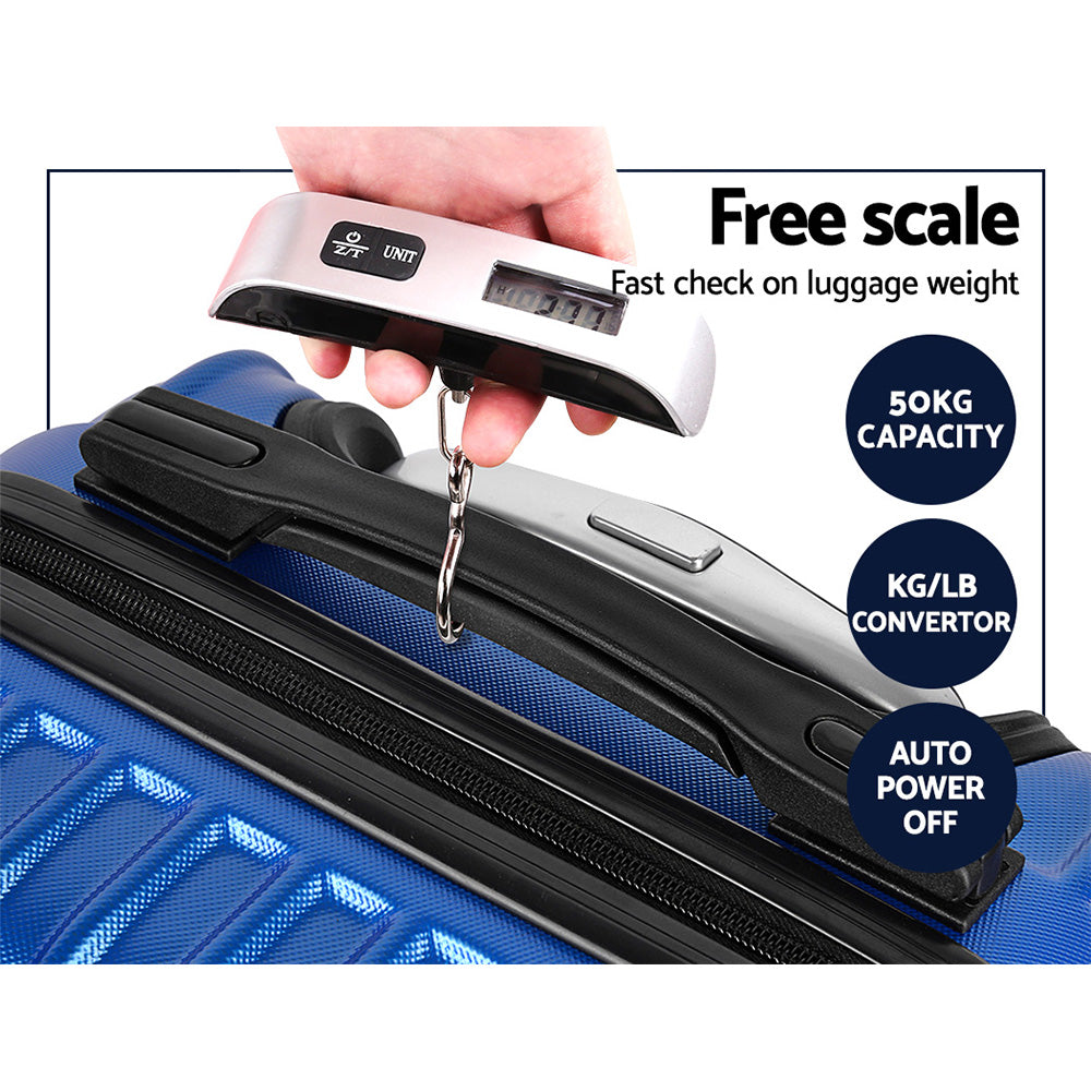 Wanderlite 3 Piece Luggage Suitcase Trolley - Blue