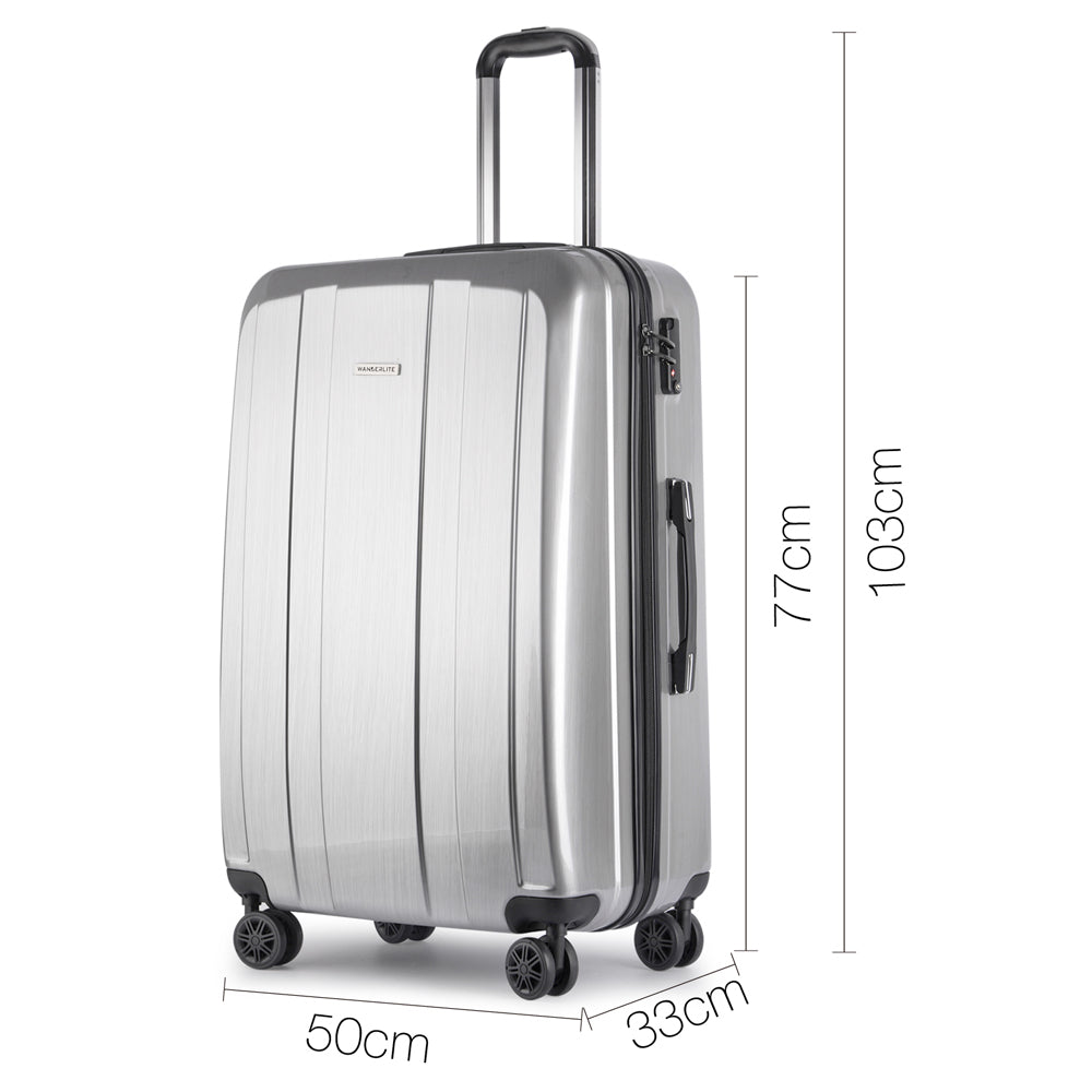 Wanderlite Lightweight Hard Suit Case Luggage Silver 