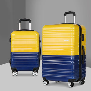 Wanderlite 2 Piece Lightweight Hard Suit Case Luggage Yellow & Purple